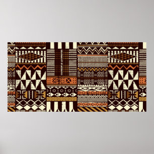 Tribal African stil Patchwork abstrakt vin Poster