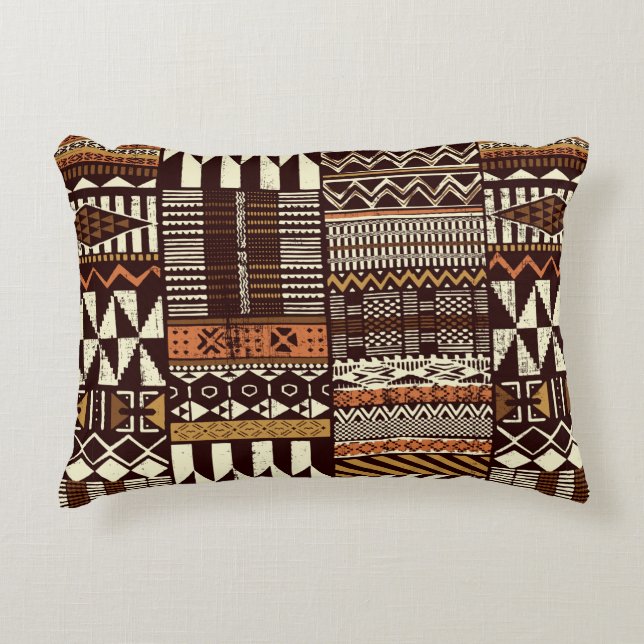 Tribal African stil Patchwork abstrakt vin Prydnadskudde (Framsidan)