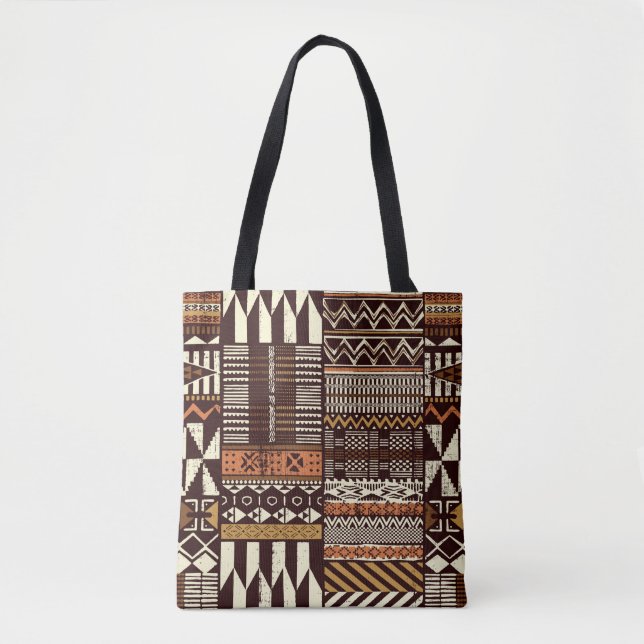 Tribal African stil Patchwork abstrakt vin Tygkasse (Framsida)