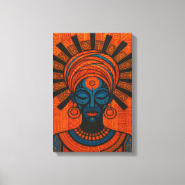 Tribal African Woman Illustration med fetstil Canvastryck