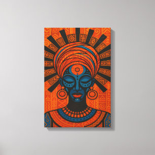 Tribal African Woman Illustration med fetstil Canvastryck