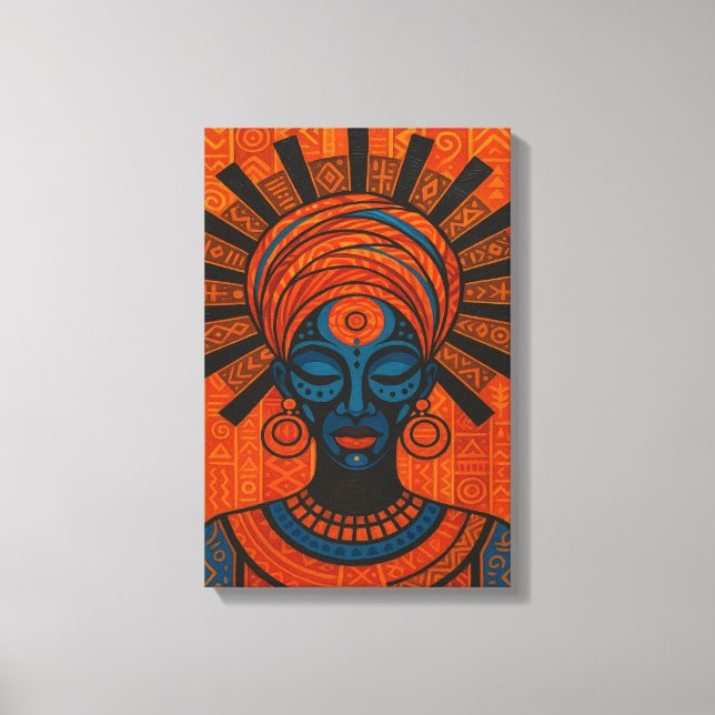 Tribal African Woman Illustration med fetstil Canvastryck (Framsida)