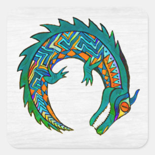 Tribal Alligator Art Fyrkantigt Klistermärke