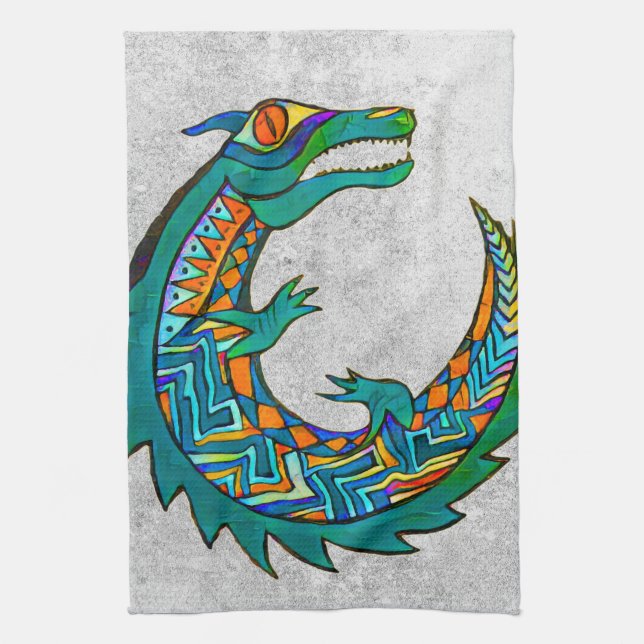 Tribal Alligator Art Kökshandduk (Vertikal)