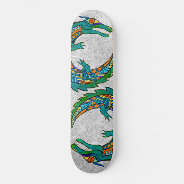 Tribal Alligator Art Mini Skateboard Bräda 18,5 Cm (Framsida)