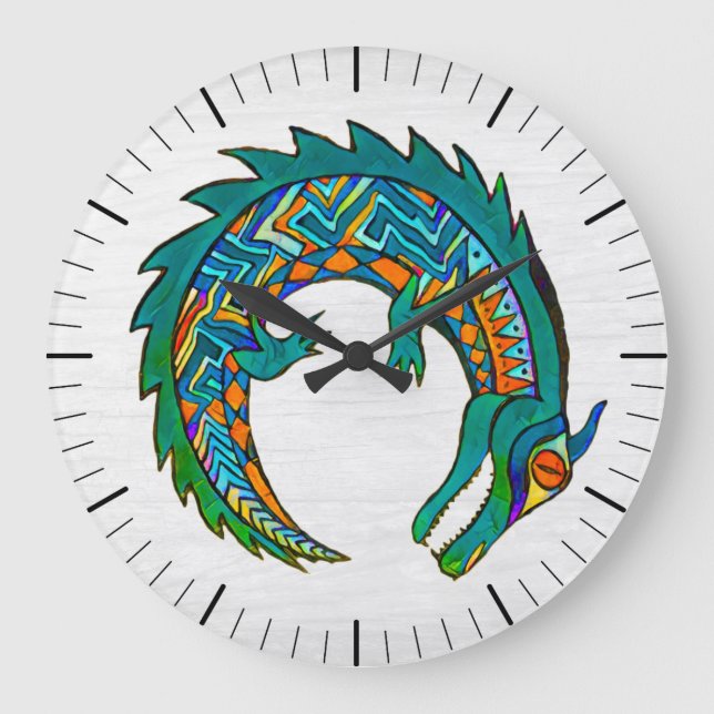 Tribal Alligator Art Stor Klocka (Framsida)