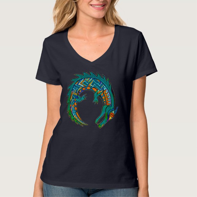 Tribal Alligator Art T Shirt (Framsida)