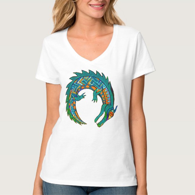 Tribal Alligator Art T Shirt (Framsida)