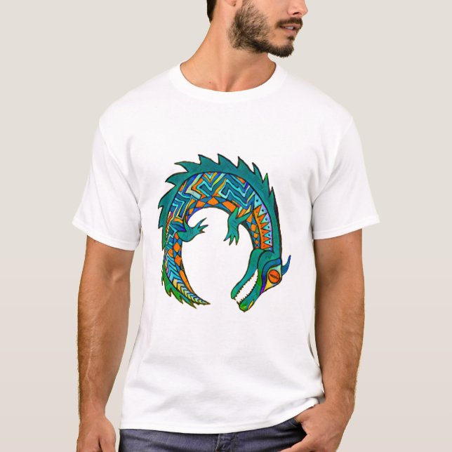 Tribal Alligator Art T Shirt (Framsida)