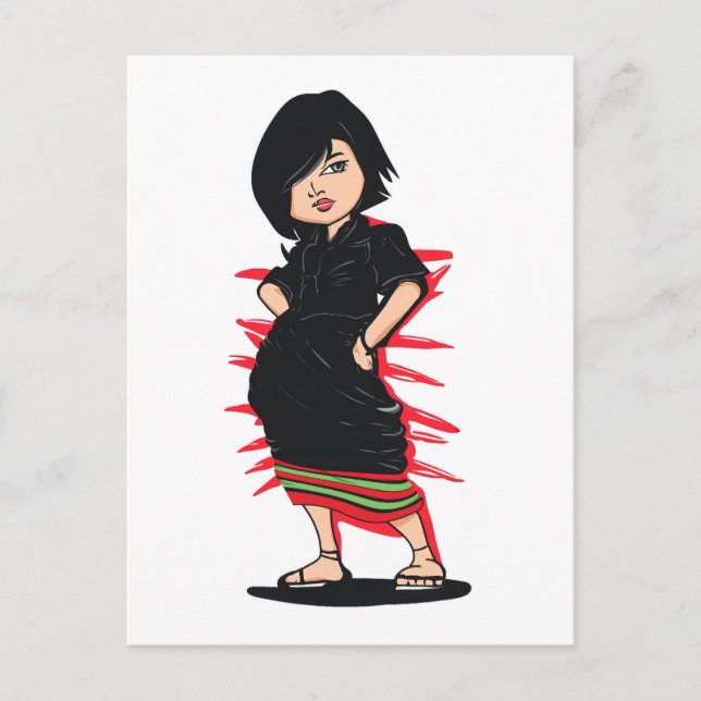 Tribal Angami Naga Girl Digital Art Vykort (Framsida)