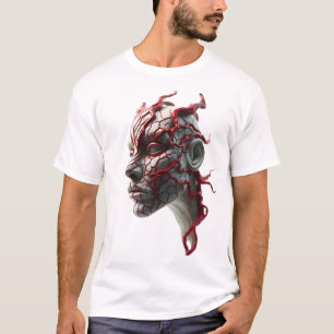 Tribal Ansikte Blood Veins Abstrakt Art T Shirt