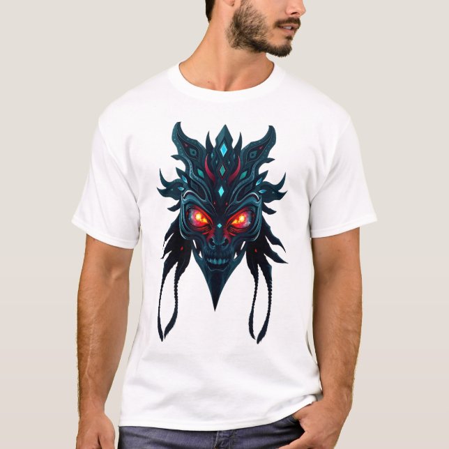 Tribal Ansikte i Space Galaxy Ögon T Shirt (Framsida)
