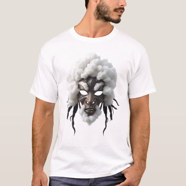 Tribal Ansikte in Clouds - Inspiring Art T-Shirt (Framsida)