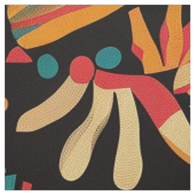 Tribal Aqua "Aztec Dream" Luxe Cotton Twill Fabric Tyg (Provkarta)