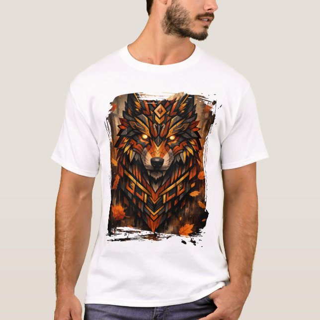 Tribal Armor Wolf • Höstfärgsutgåva T Shirt (Framsida)