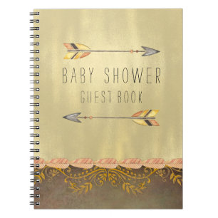 Tribal Arrow Baby Shower Gäst Anteckningsbok Med Spiral