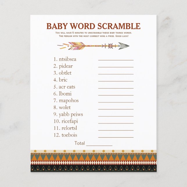 Tribal Arrow Baby Shower-lekar (Framsida)