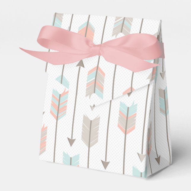 Tribal Arrow Grått Rosa Blue Favor Box Presentaskar (Framsidan Sidan)