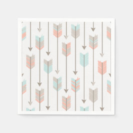 Tribal Arrow Grått Rosa Blue Papper Napkins Pappersservett