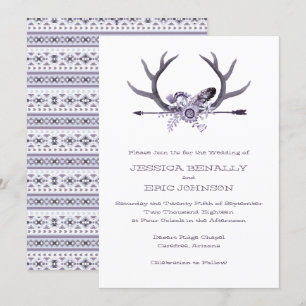Tribal Arrow och Antlers Lila Inbjudningar