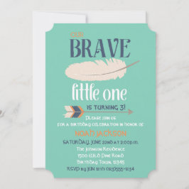 Tribal Arrow och Feather Födelsedagsfest Blue Grön Inbjudningar