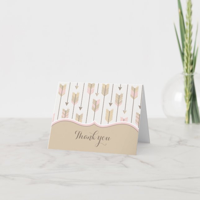 Tribal Arrows Baby Shower Tack Tan Rosa Kort (Framsida)