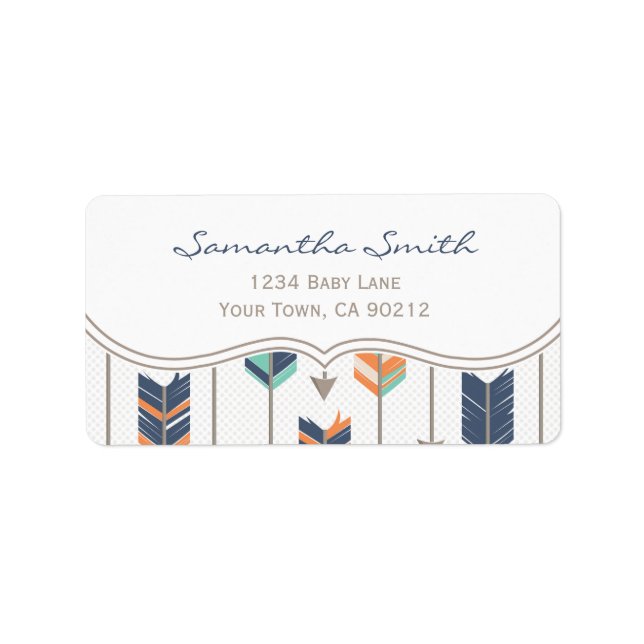 Tribal Arrows Orange Blue och Grått Adressetikett (Framsidan)