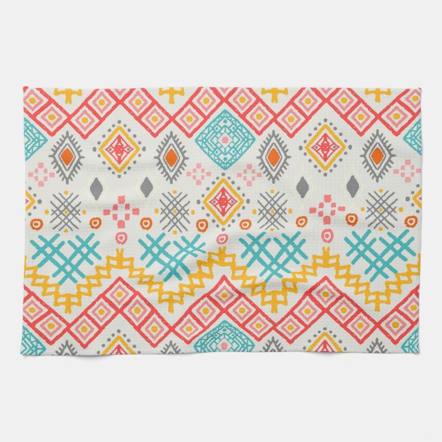 Tribal art: boho geometric print. kökshandduk (Horisontell)