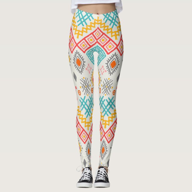 Tribal art: boho geometric print. leggings (Framsida)