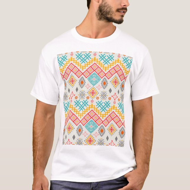 Tribal art: boho geometric print. t shirt (Framsida)