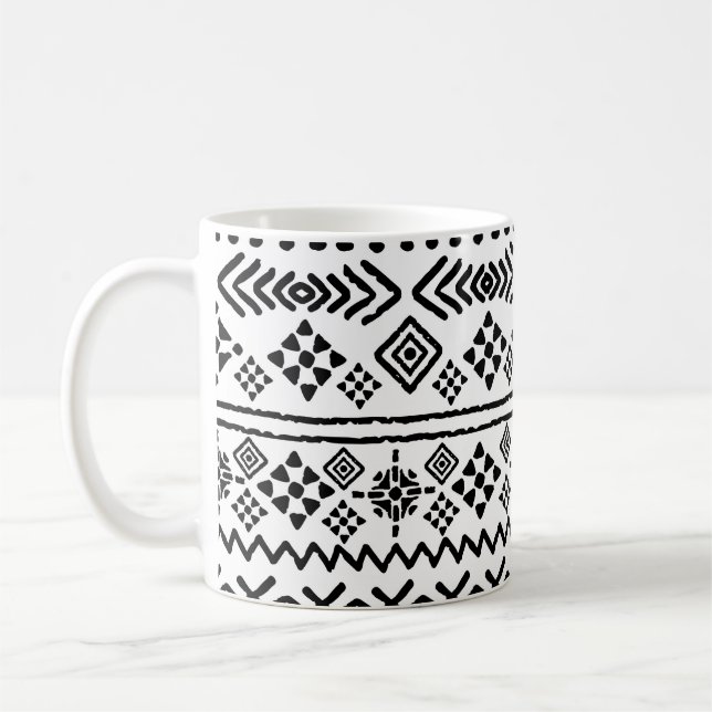 Tribal art boho: geometrisk sömlös. kaffemugg (Vänster)