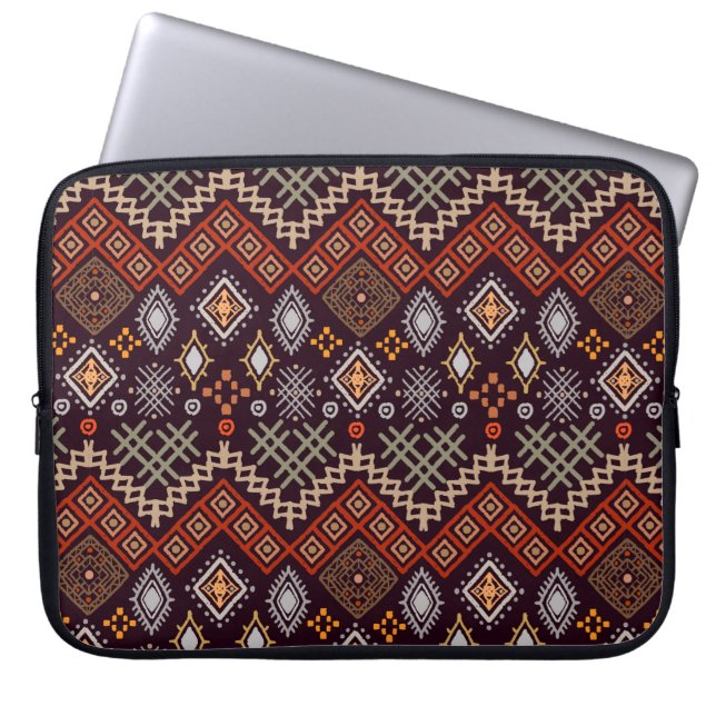 Tribal art boho seamless mönster laptop fodral (Framsidan)