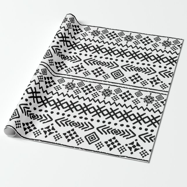 Tribal art boho seamless mönster presentpapper (Utrullad)
