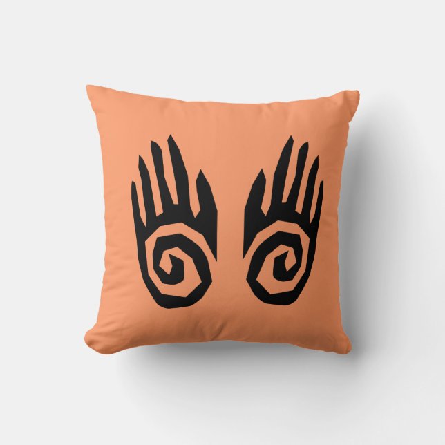 Tribal Art Dekorativ kudde. Tribal Händer Home Dec Kudde (Framsida)
