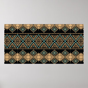 Tribal art mönster. Etniskt geometriskt tryck. Azt Poster