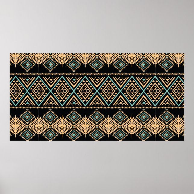 Tribal art mönster. Etniskt geometriskt tryck. Azt Poster (Framsidan)