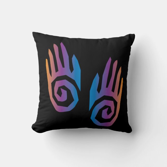 Tribal Art Pillow. Tribal Händer Home Decor Kudde (Framsida)