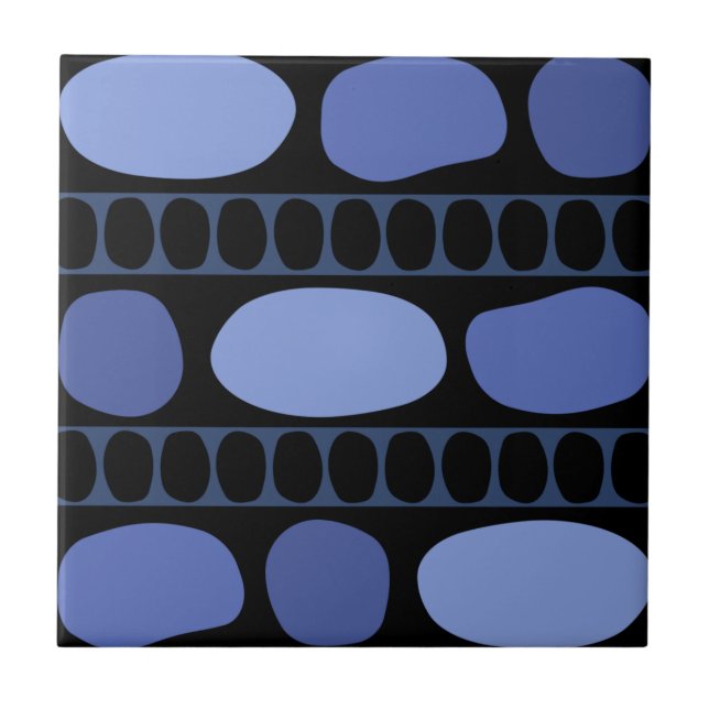 Tribal Art Rock Pattern Black Blue Kakelplatta (Framsidan)