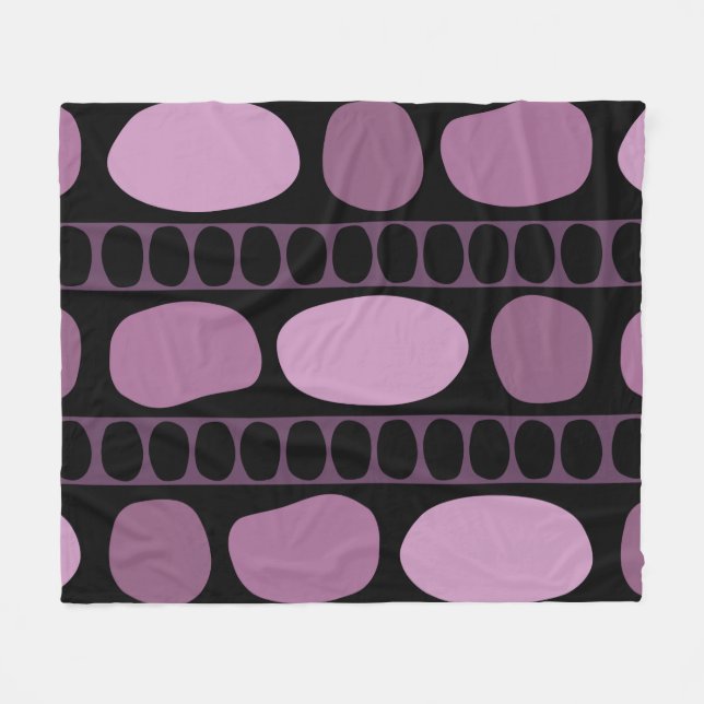 Tribal Art Sten Mönster Black Mauve Fleecefilt (Framsidan (Horisontell))