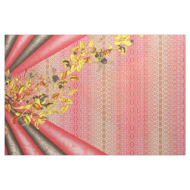 Tribal Autumn Tapet. Boho Butterfly Textile Tyg (Yard)