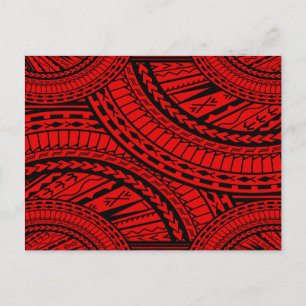 Tribal Aztec Art Red Black Vykort
