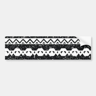 Tribal aztec Black Glitter White Geometric Shapes Bildekal