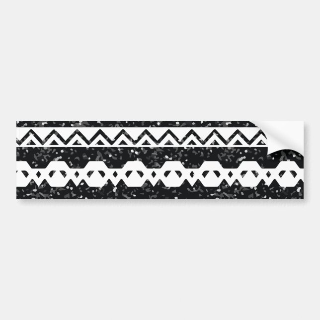 Tribal aztec Black Glitter White Geometric Shapes Bildekal (Framsidan)