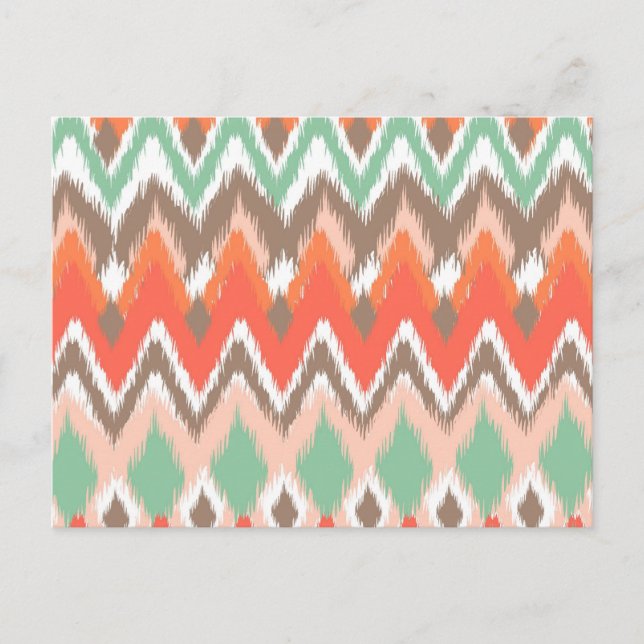 Tribal aztec chevron zig zag rand ikat mönster vykort (Framsida)