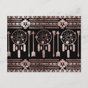 Tribal Aztec från Dreamcatcher Ro Guld på Black Vykort