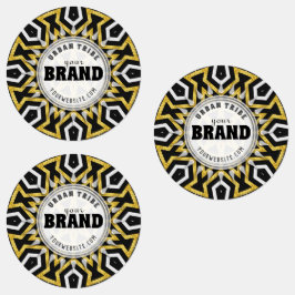 Tribal Aztec Guld Sol Black+White Brand Sticker