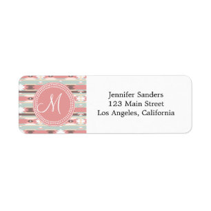Tribal Aztec Rosa Monogram Mönster Returadress Etikett