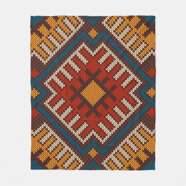 Tribal Aztec, sömlös mönster på ull av trikå  Fleecefilt (Framsidan)