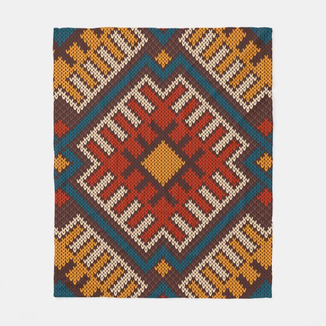 Tribal Aztec, sömlös mönster på ull av trikå  Fleecefilt (Framsidan)
