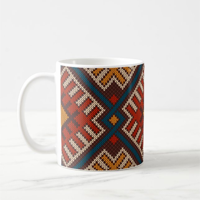 Tribal Aztec, sömlös mönster på ull av trikå  Kaffemugg (Vänster)